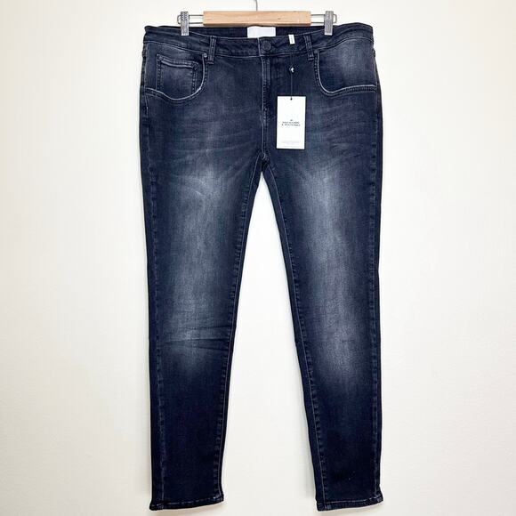 One Teaspoon Freebirds Low Waist Stretch Skinny Denim Jeans Black Plus Size 16 - Picture 2 of 9